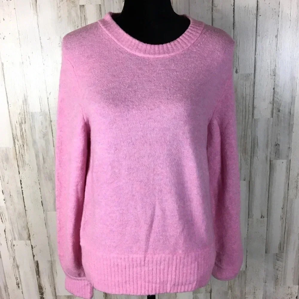 J. Crew Crewneck Sweater Supersoft Yarn Pink Top